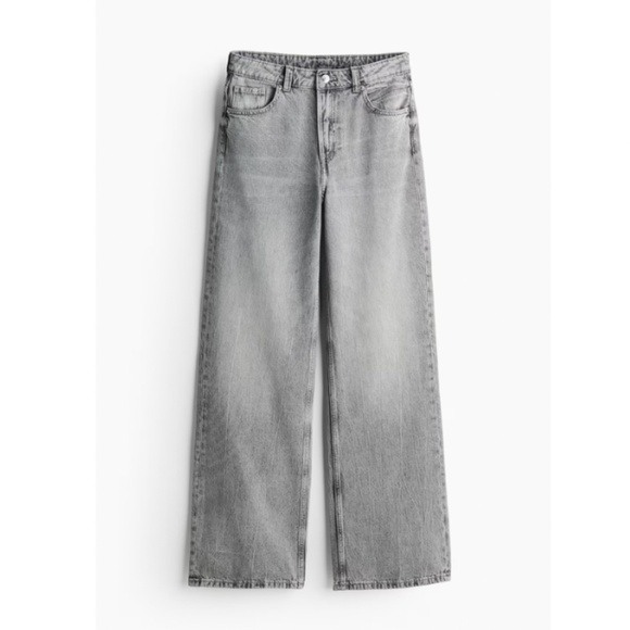 H&M Grey High Waist Wide Leg Jean Sz 8 - Picture 1 of 5